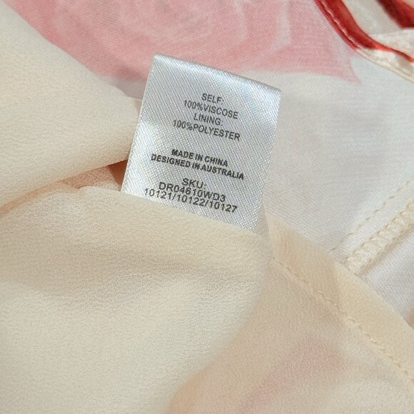 NWT Meshki Davina Satin Long Sleeve Backless Floral Red Mini Dress Womens Large - Picture 10 of 13